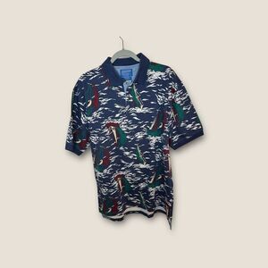 Pendleton Polo Men’s Button Front Shirt Blue Sailboat Preppy Size Large